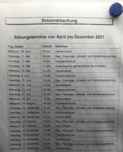 Gemeinderat und Ausschüsse kommen regelmäßig zu Sitzungen zusammen.